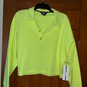 DKNY Yellow Cropped Sweatshirt